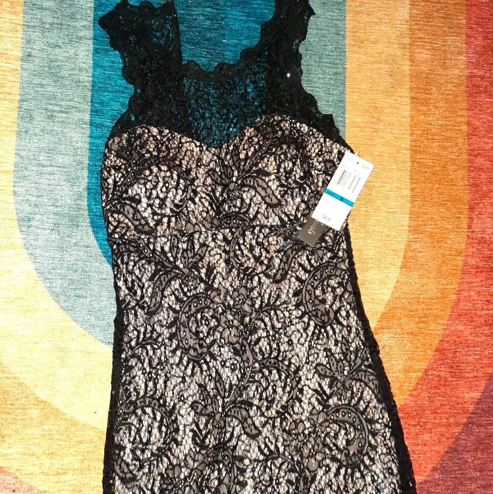 SEQUIN HEARTS PINK & BLK COCKTAIL DRESS